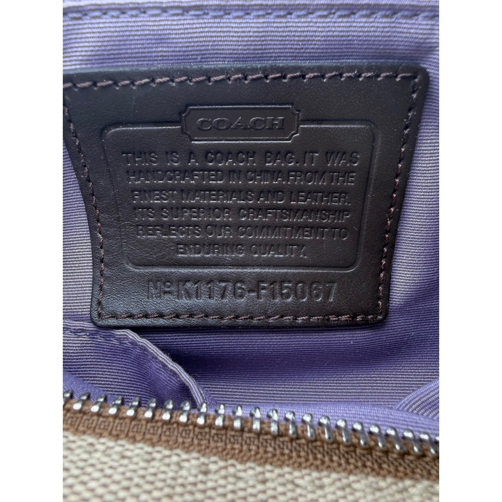 Coach 24CM Signature‎ Duffle Khaki Mahogany Leather Shoulder Bag F15067 NWT READ - Picture 3 of 16